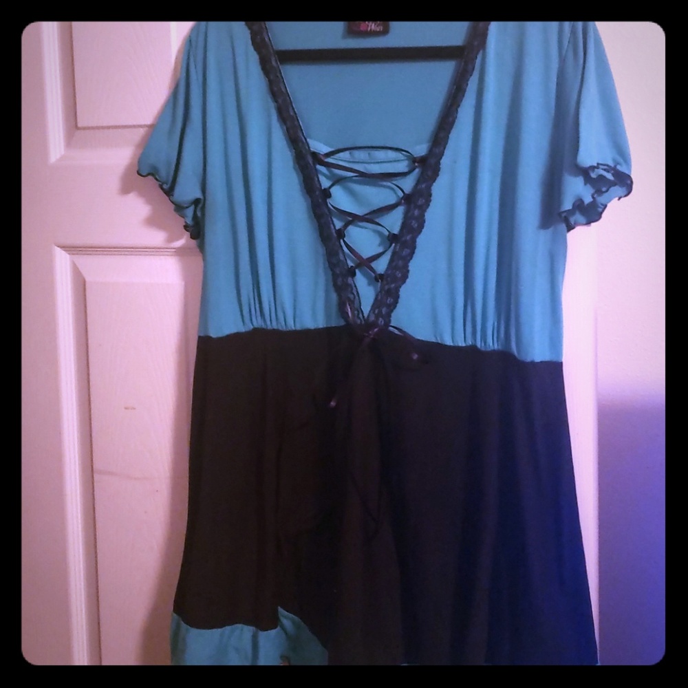 2 for $10 Blue and Black Corset Top